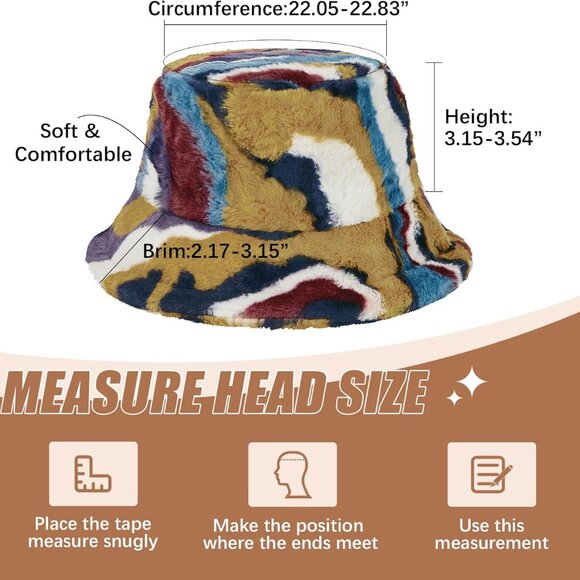 Fuzzy Fur Bucket Hat for Women Men Winter Warm Soft Cozy Faux Fur Cap